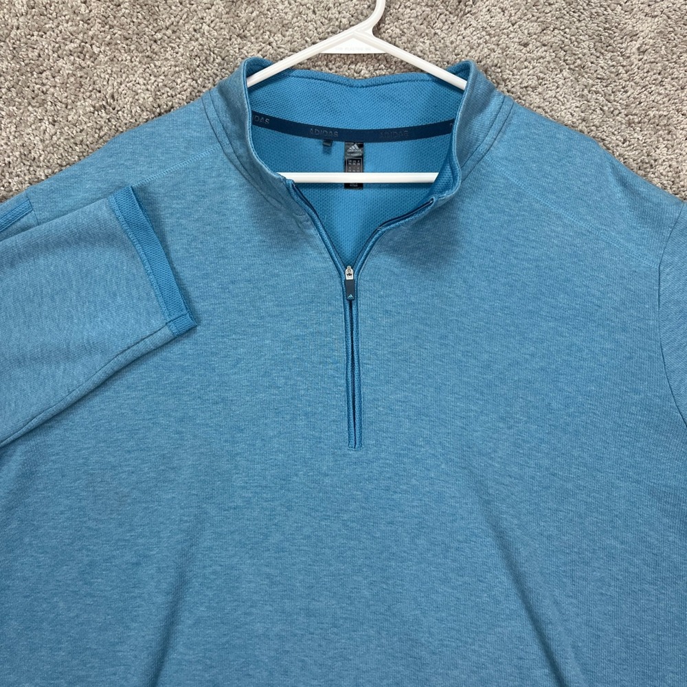 Adidas 1/4 Zip Pullover Sweater Men's 2XL Blue‎ Primegreen Long Sleeve 3 Stripe